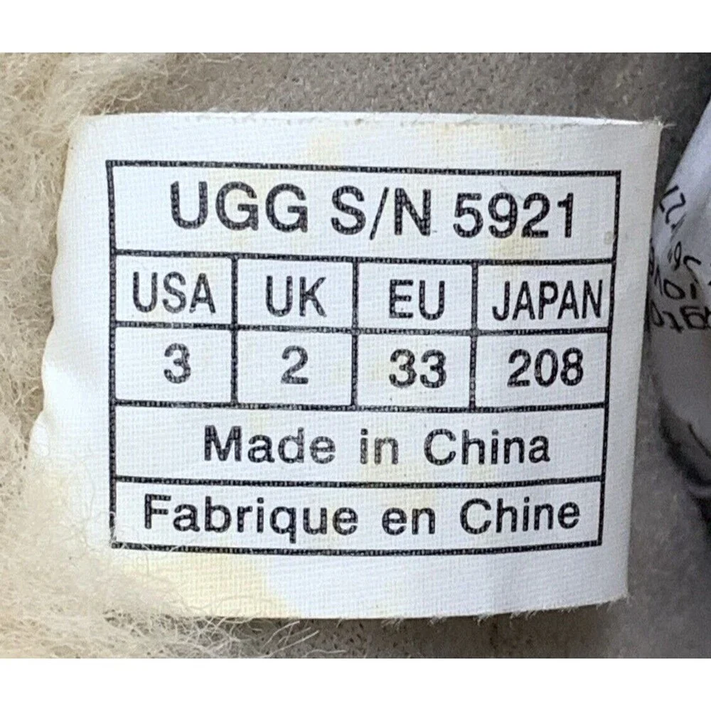 UGG AUSTRALIA Sock Boots Girls 3 Brown Suede Leather & Textile Fur String 5921